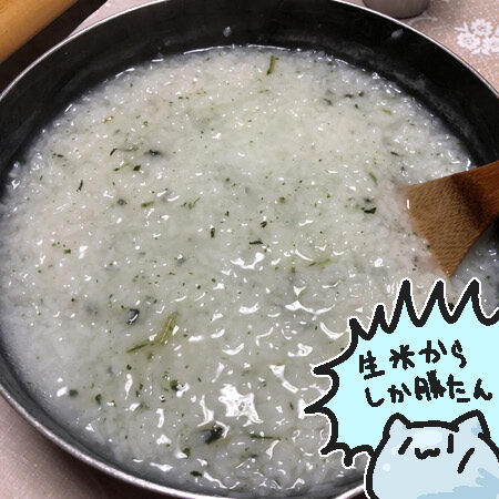 生米からちゃんと炊いたお粥さんはうまい