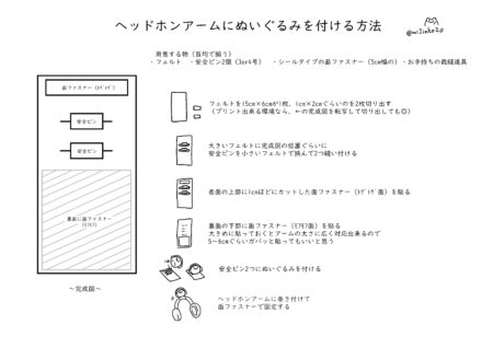ヘッドホンアームにぬいぐるみを付ける方法完全版